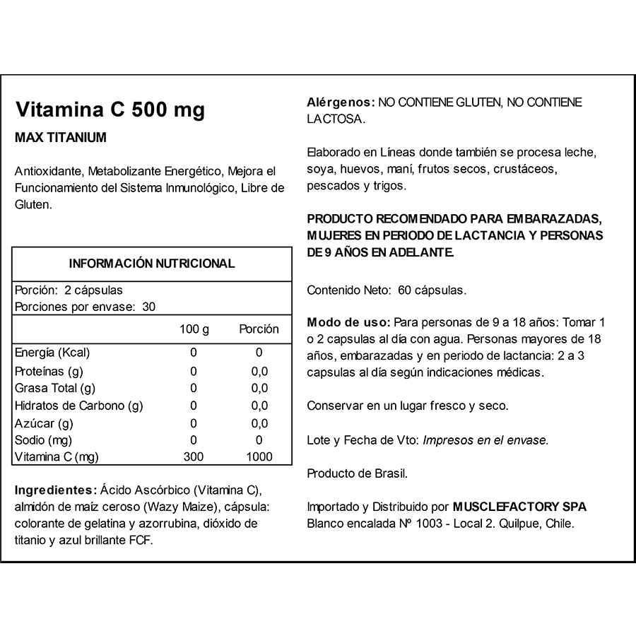 Vitamina C 500Mg - Max Titanium